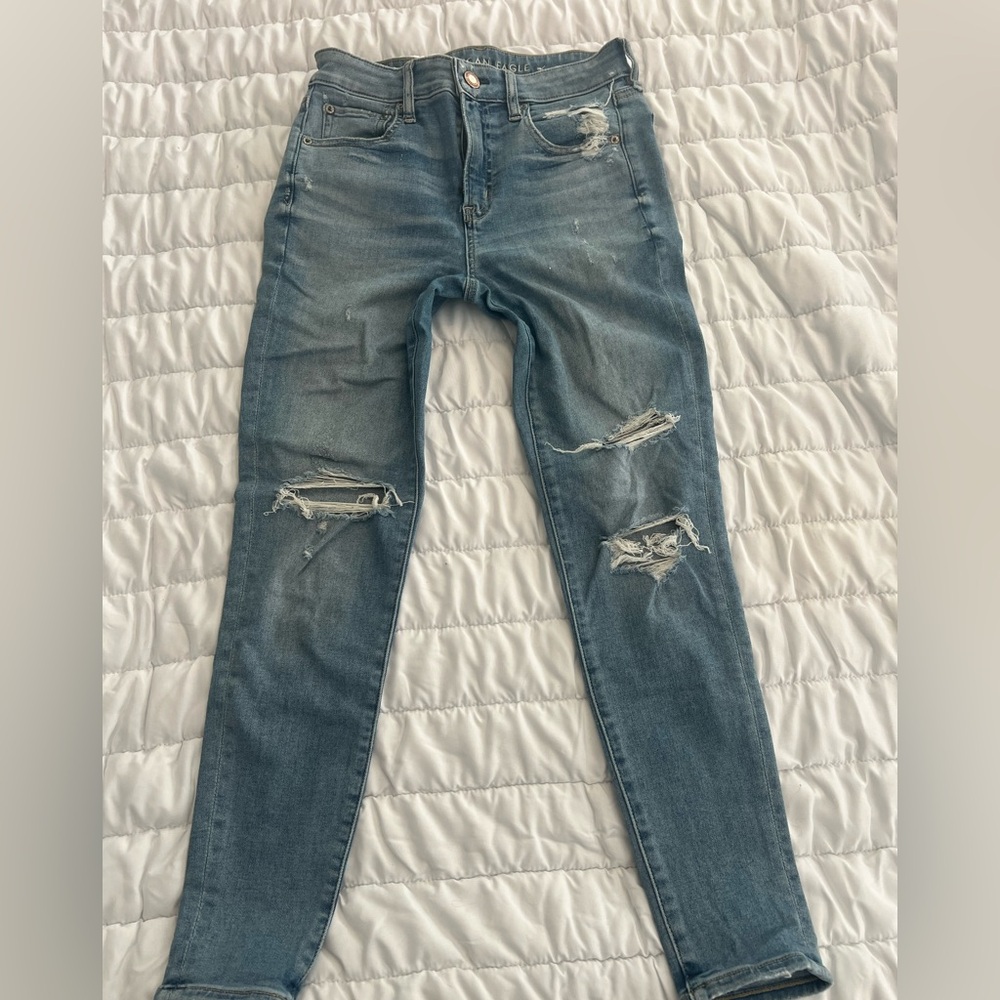 American Eagle Outfitters Blue Skinny Jeans Distressed Style